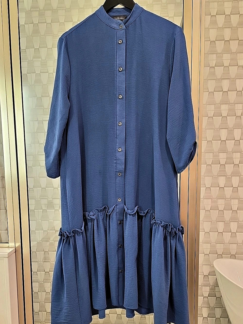 JAPPAREL Midi Button-Front Dress in Blue